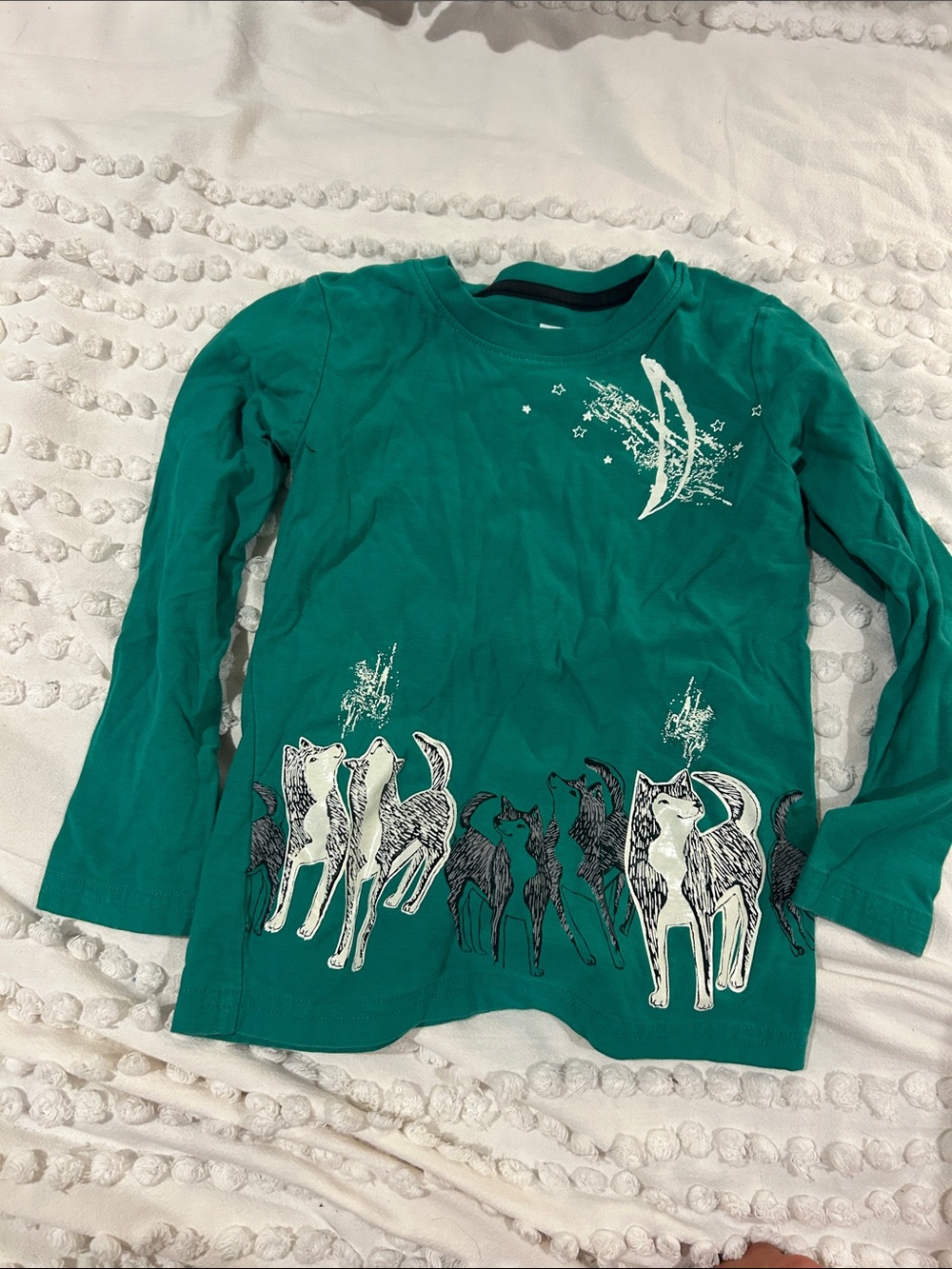 Tea Collection Teal Long-Sleeve Tee with Howling Wolf Print
